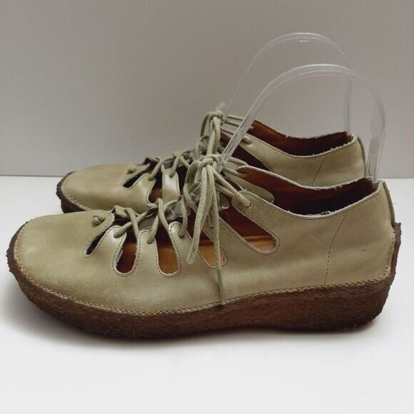 GROUNDHOG Ashland Chunky Gum Sole Lace-Up Square Toe Boho Shoes Sage Green Sz 6 - Picture 7 of 16